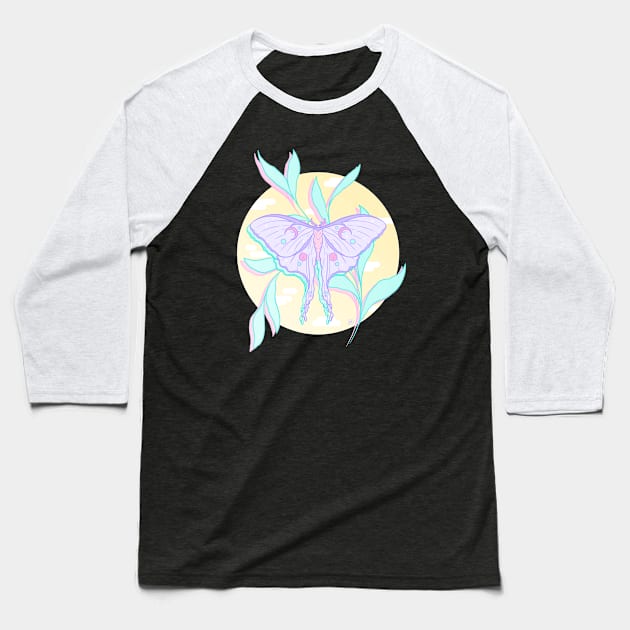 Dreamy Moth Baseball T-Shirt by Cosmic Queers